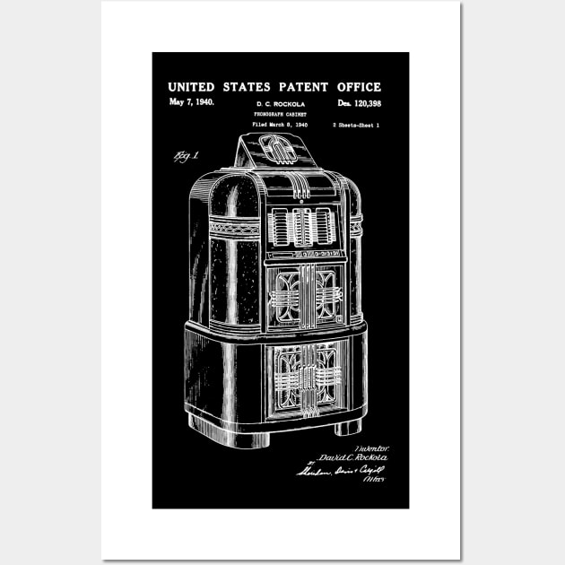 Jukebox Patent White Wall Art by Luve